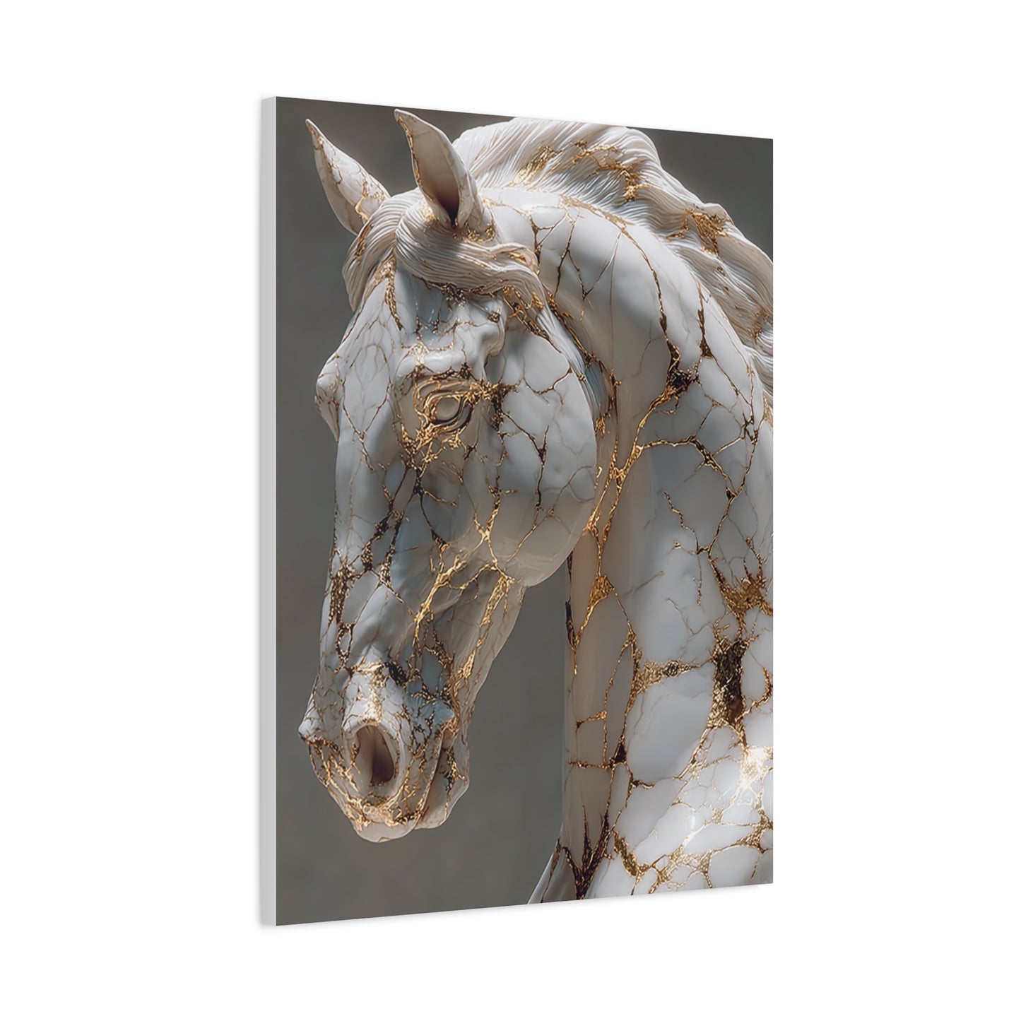 Marble Kintsugi Horse Sculpture Wall Art & Canvas Print