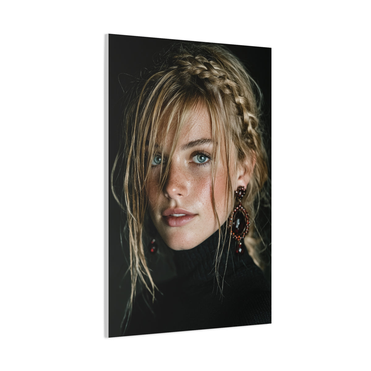 Wind-Swept Blonde Muse Editorial Portrait Wall Art & Canvas Print