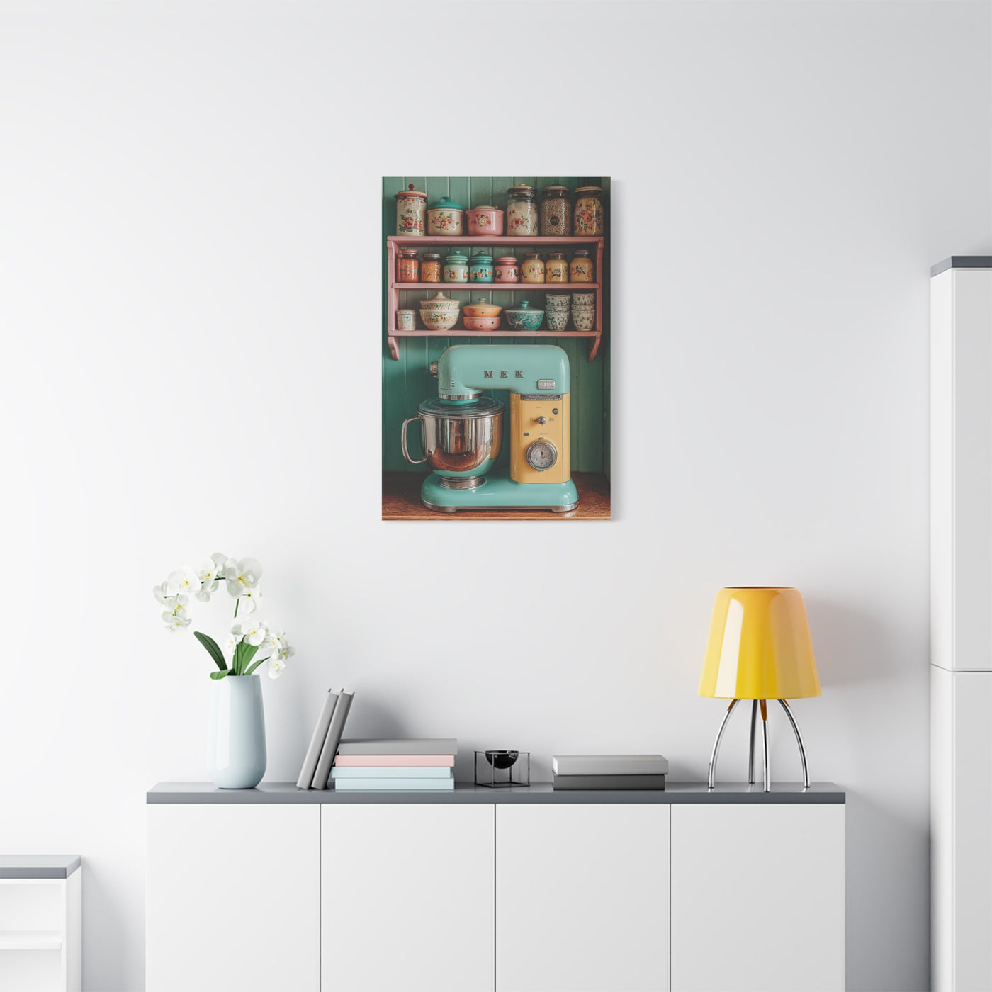 Vintage Pastel Kitchen Mixer Display Wall Art & Canvas Print