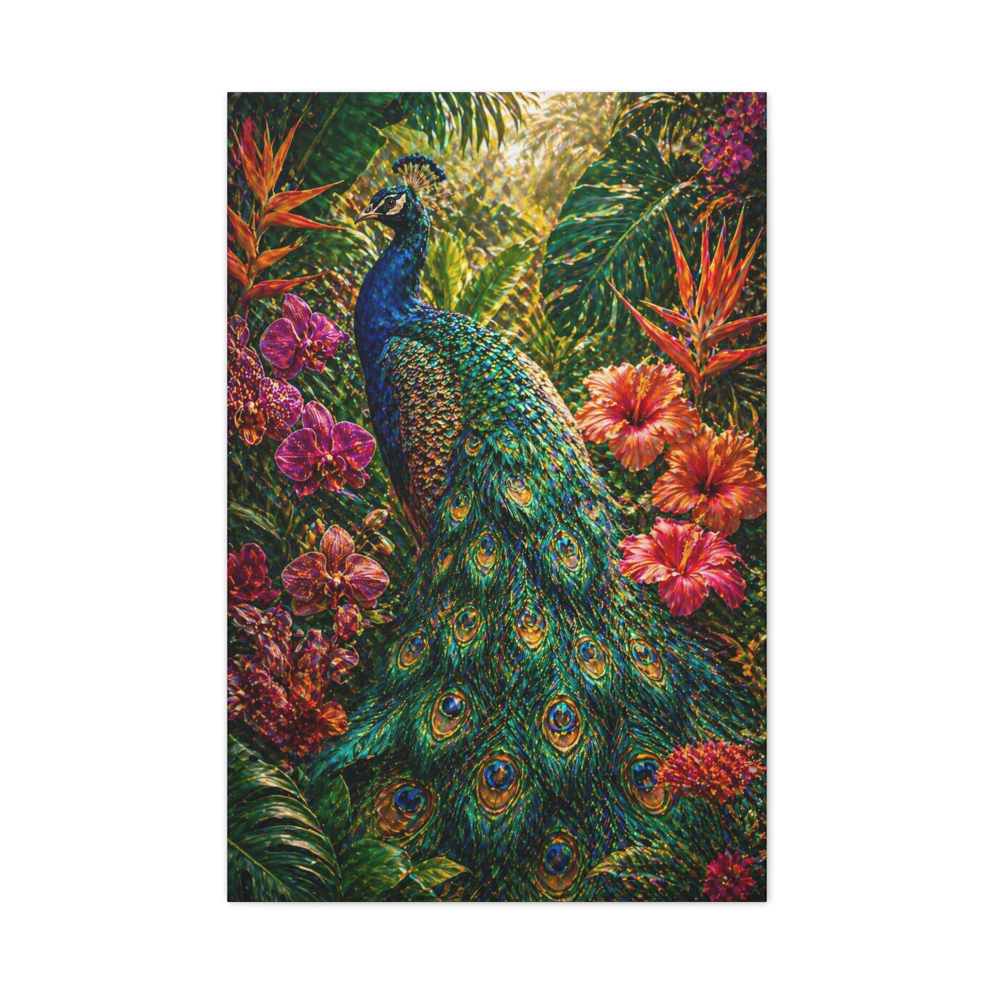 Tropical Maximalist Peacock Jungle Wall Art & Canvas Print