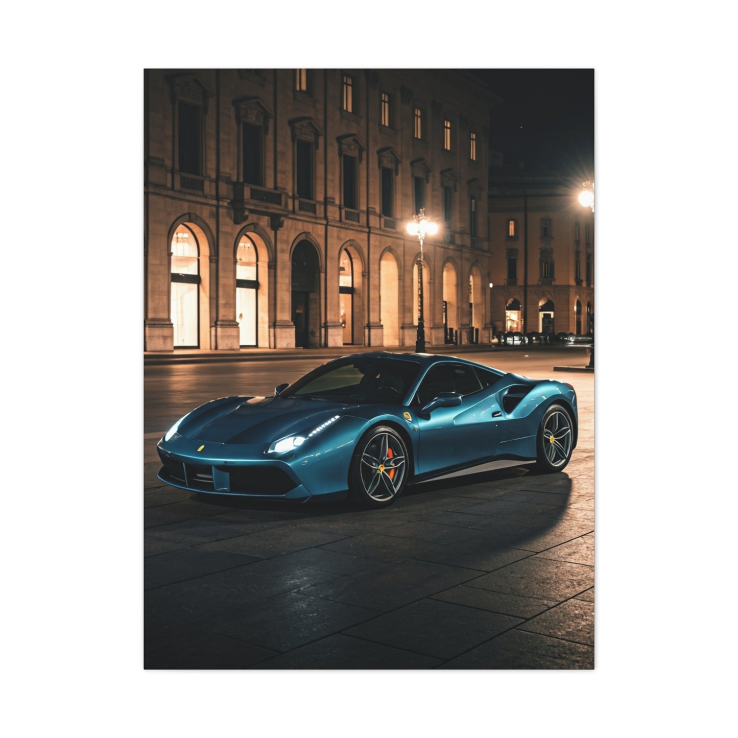 Ferrari 488 GTB Night City Square Wall Art & Canvas Prints