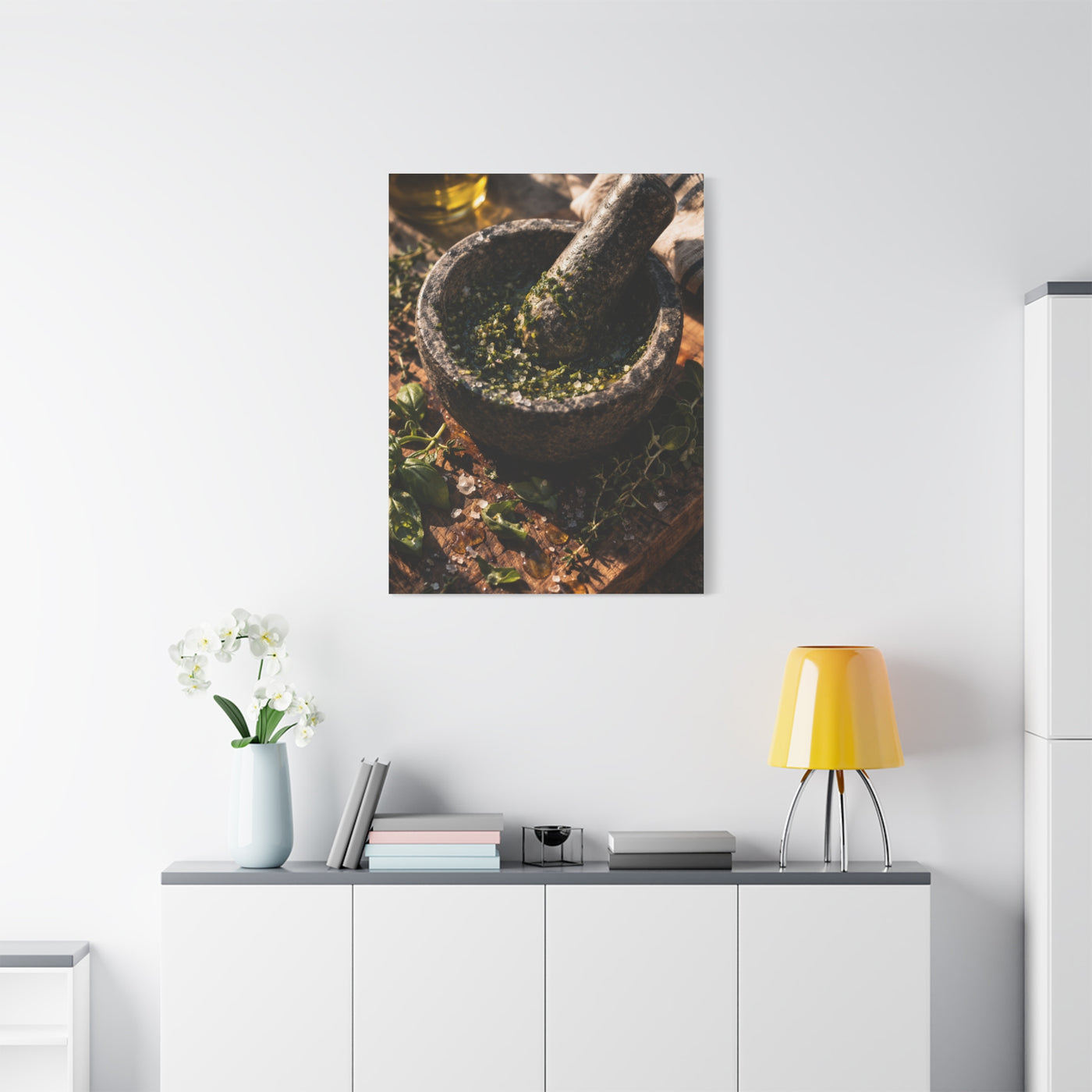 Rustic Herb Mortar and Pestle Wall Art & Canvas Print