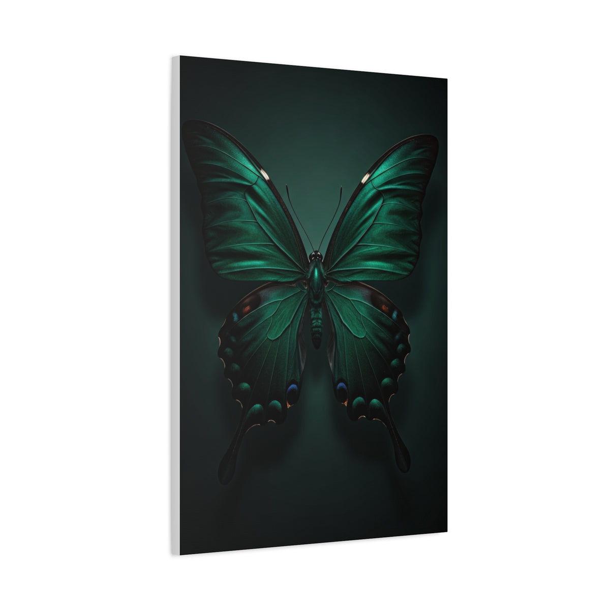 Symmetrical Emerald Butterfly Portrait Wall Art & Canvas Prints