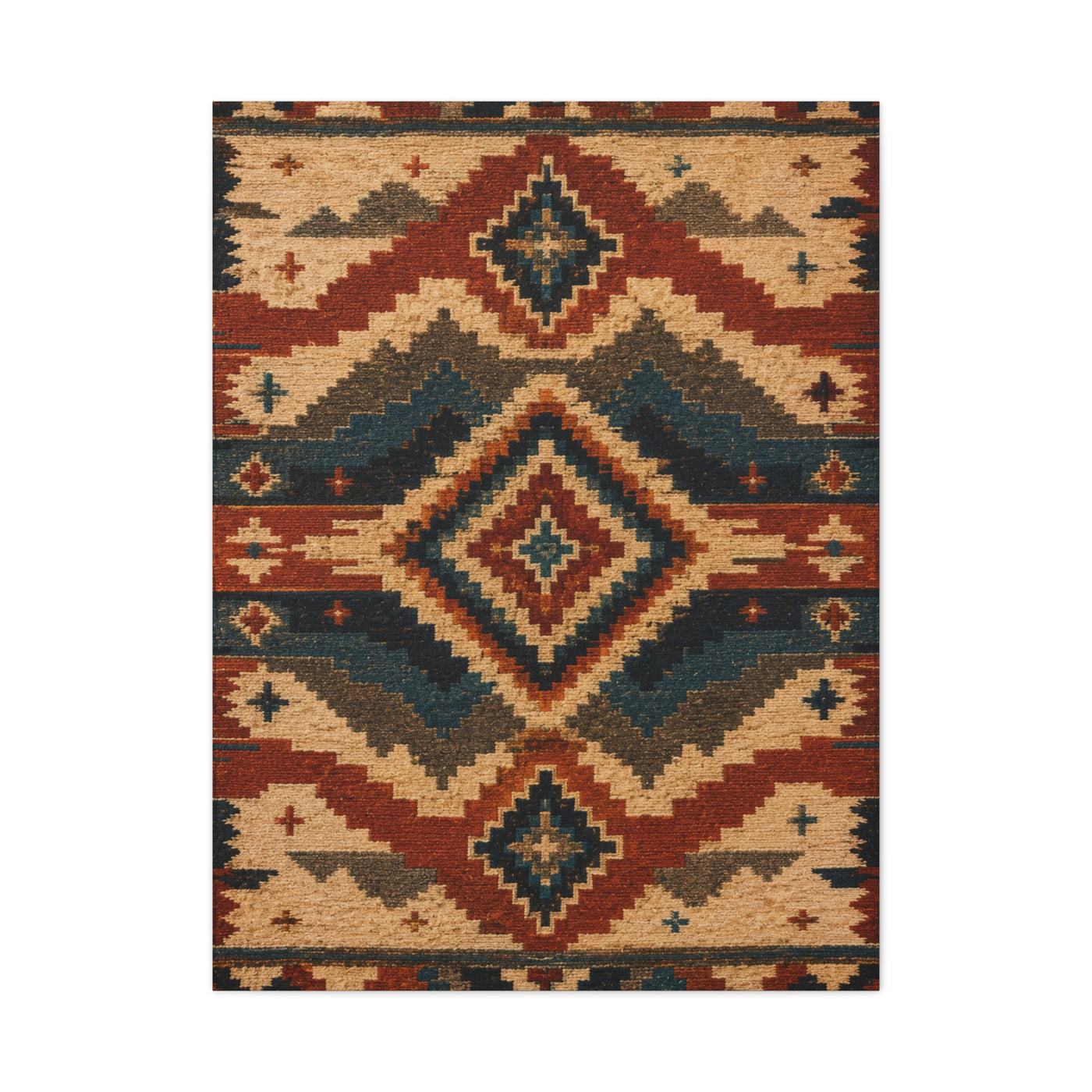 Navajo Inspired Geometric Textile Southwest Wall Art & Canvas Print
