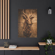 Teak Root Antelope Sculptural Mount Wall Art & Canvas Print