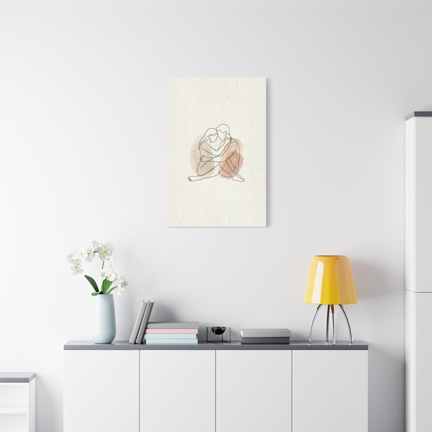 Minimal Line Art Intimate Embrace Wall Art & Canvas Print