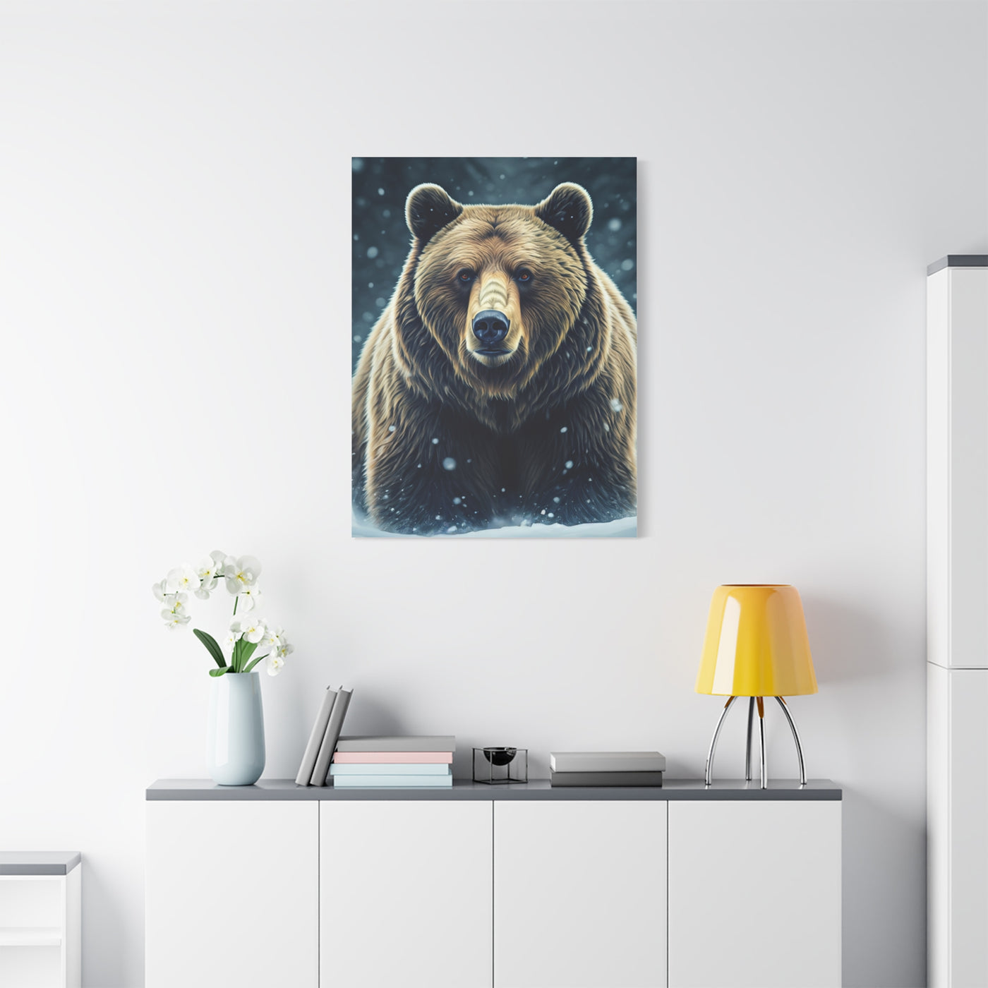 Winter Storm Grizzly Bear Portrait Wall Art & Canvas Prints