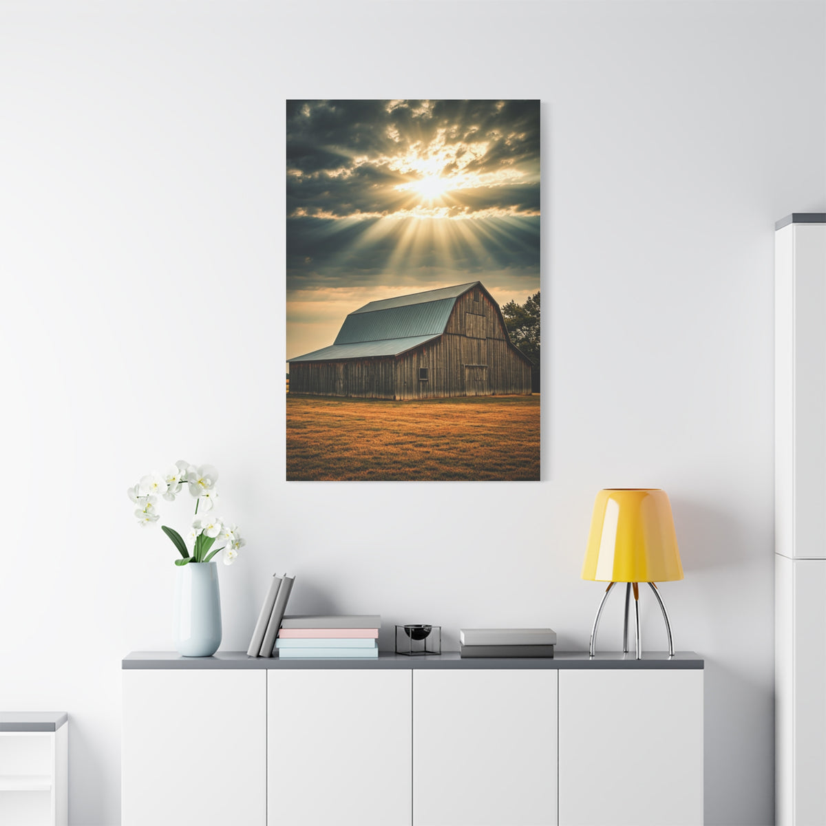 Sunbreak Over the Old Barn Wall Art & Canvas Prints