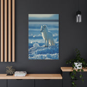 Arctic Fox Snow Minimal Portrait Wall Art & Canvas Print