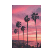 Pink Sunset Palm Coast Wall Art & Canvas Print
