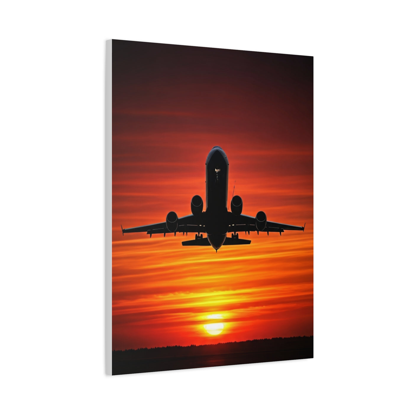 Sunset Departure Jet Silhouette Wall Art & Canvas Prints