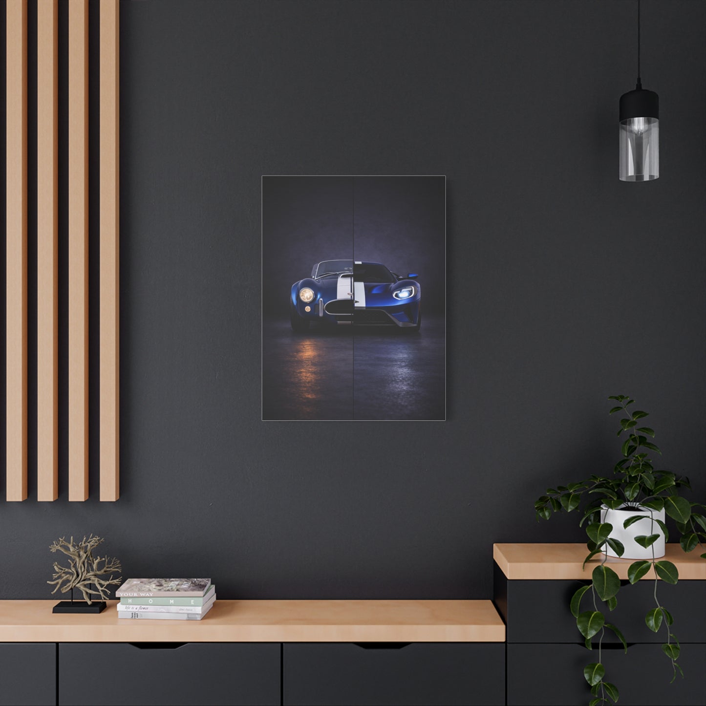 Shelby Cobra vs Ford GT Split Heritage and Modern Wall Art & Canvas Prints