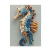 Driftwood Seahorse Coastal Sculpture Wall Art & Canvas Print