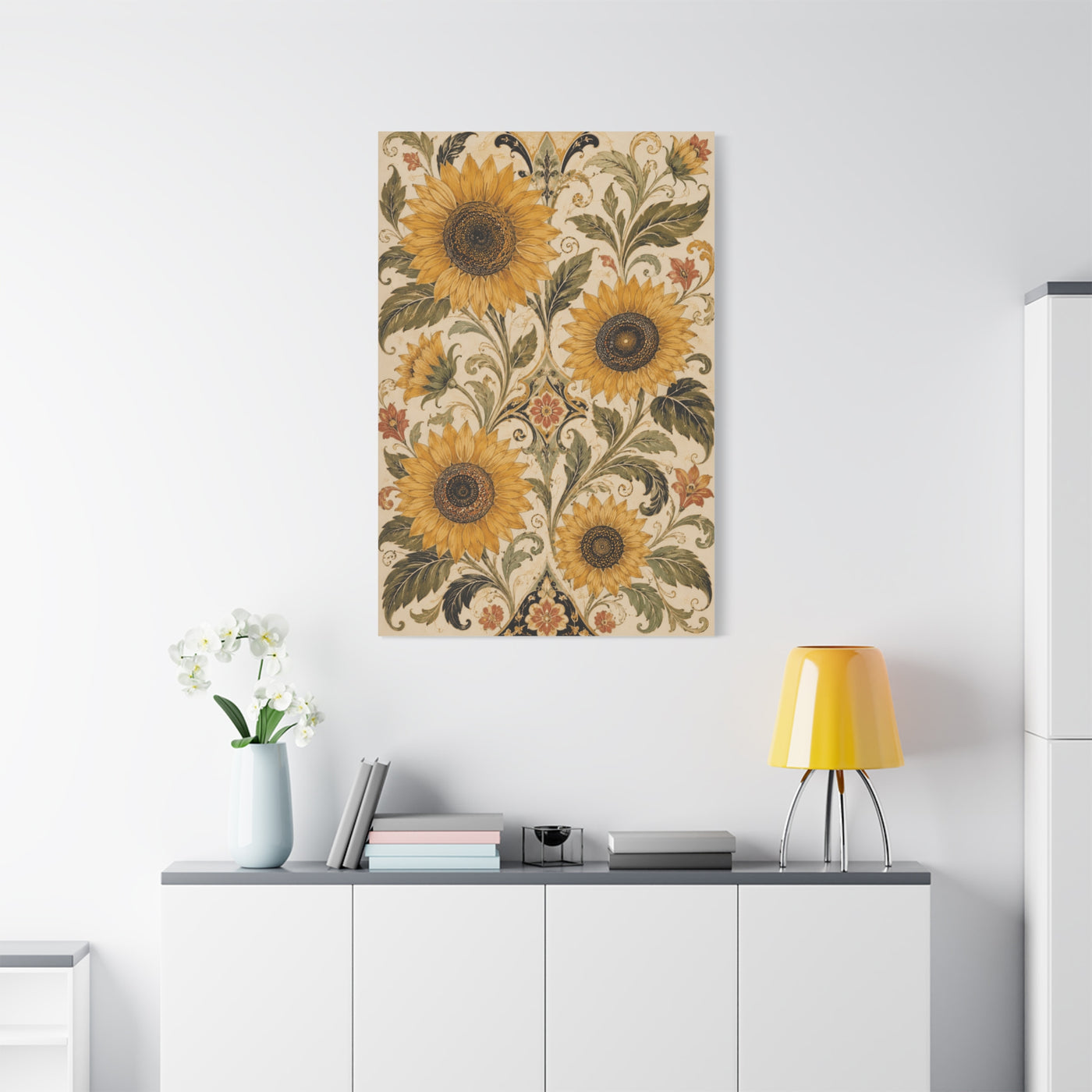 Ornate Floral Sunflower Tapestry Wall Art & Canvas Print