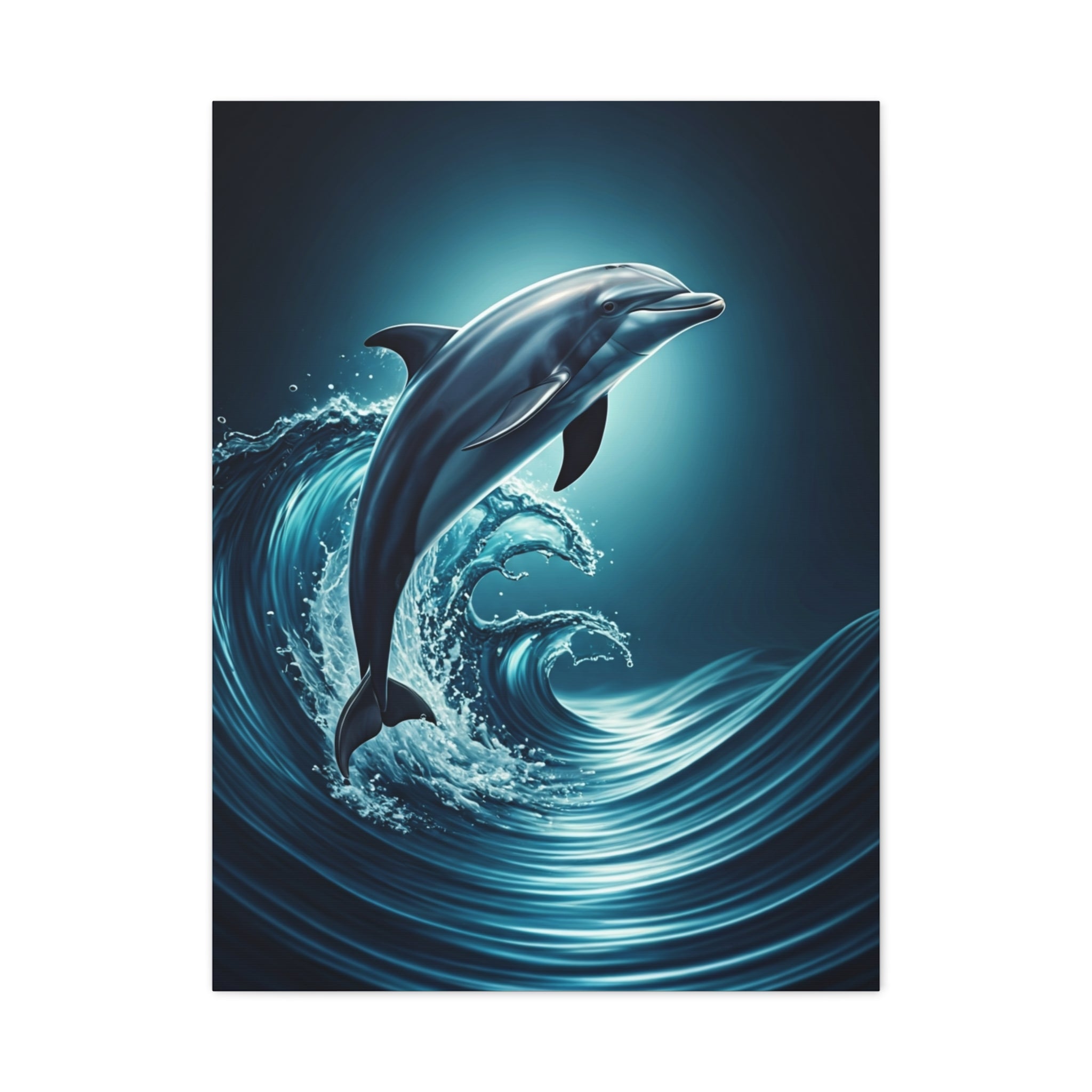Dolphin Leaping Through Blue Ocean Waves Wall Art & Canvas Prints ...