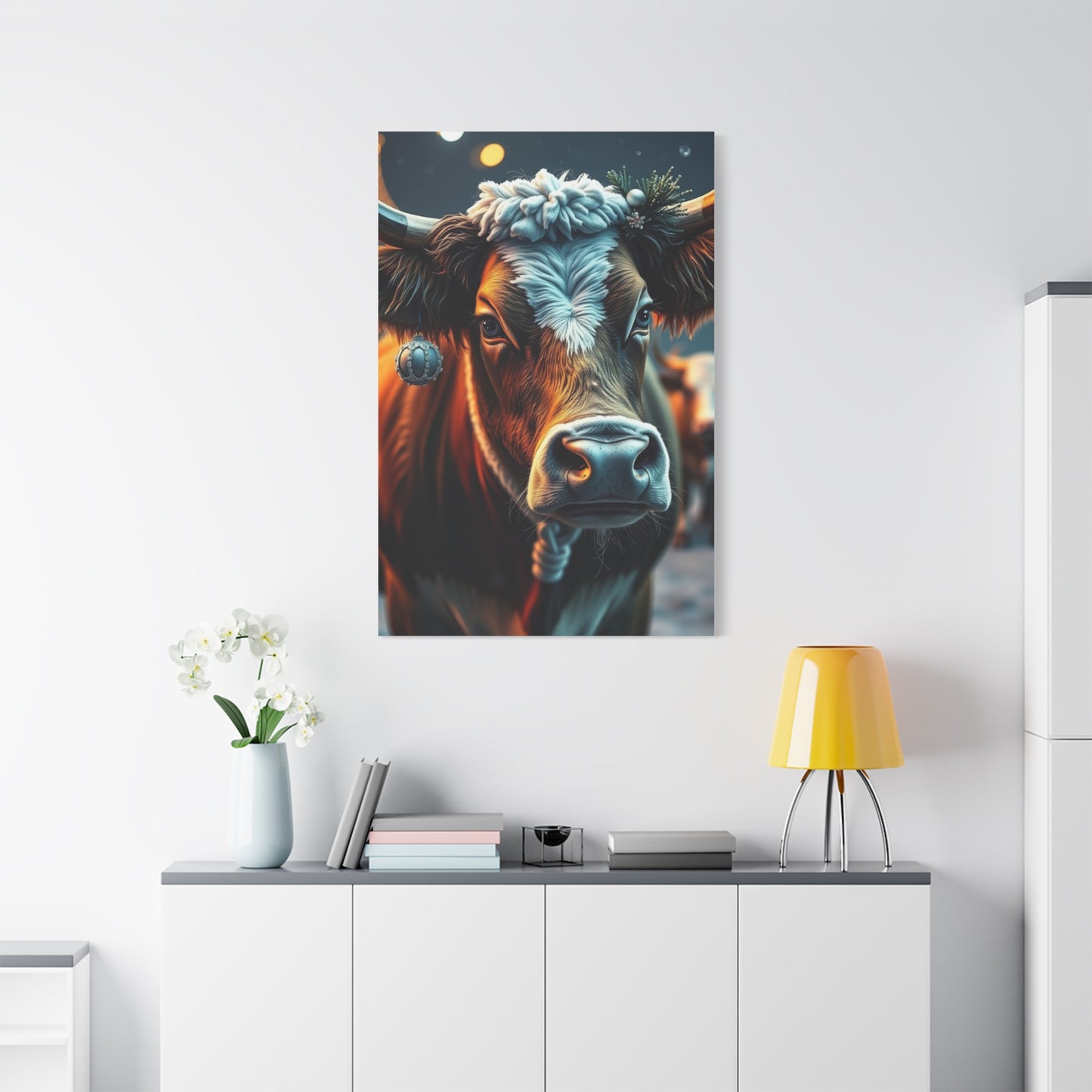 Christmas Cow Art Luxury Canvas Wall Art & Canvas Print