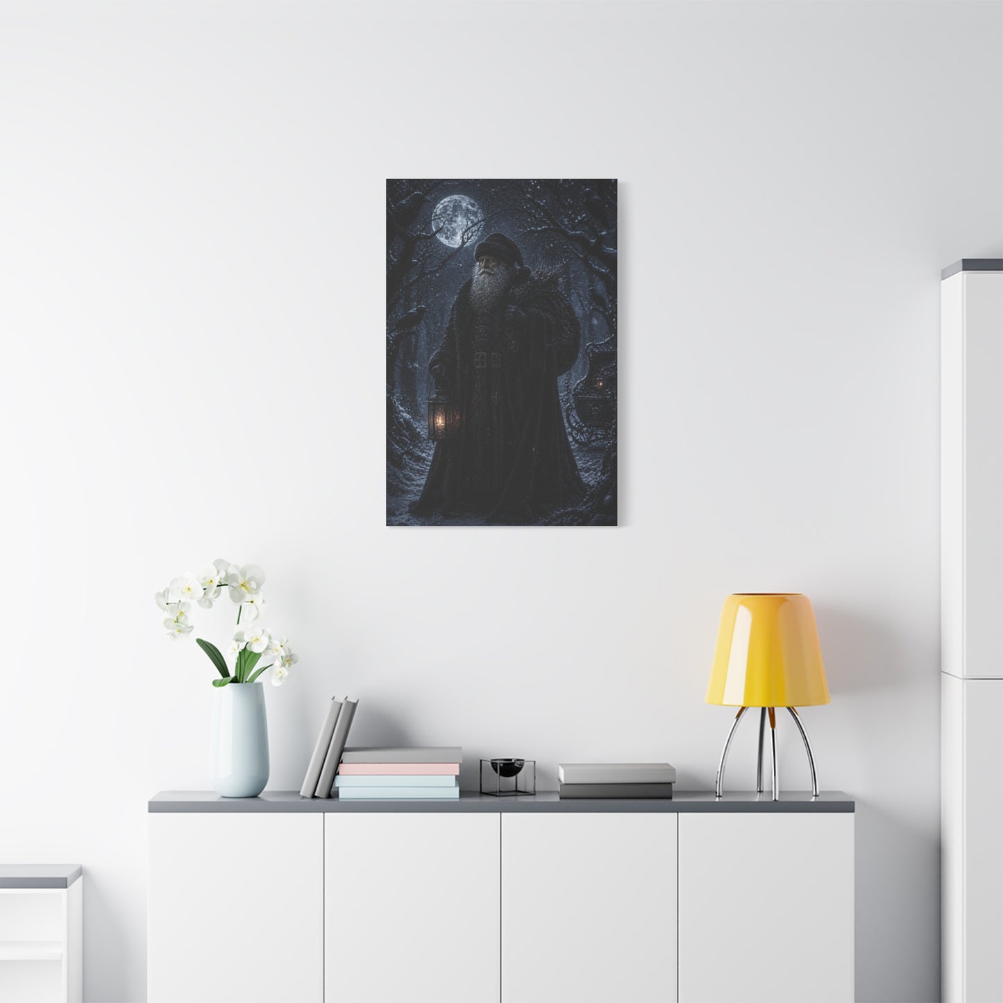 Gothic Moonlit Santa Forest Wall Art & Canvas Print