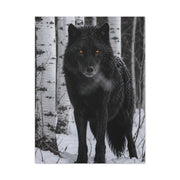 Midnight Black Wolf Aspen Forest Portrait Wall Art & Canvas Print