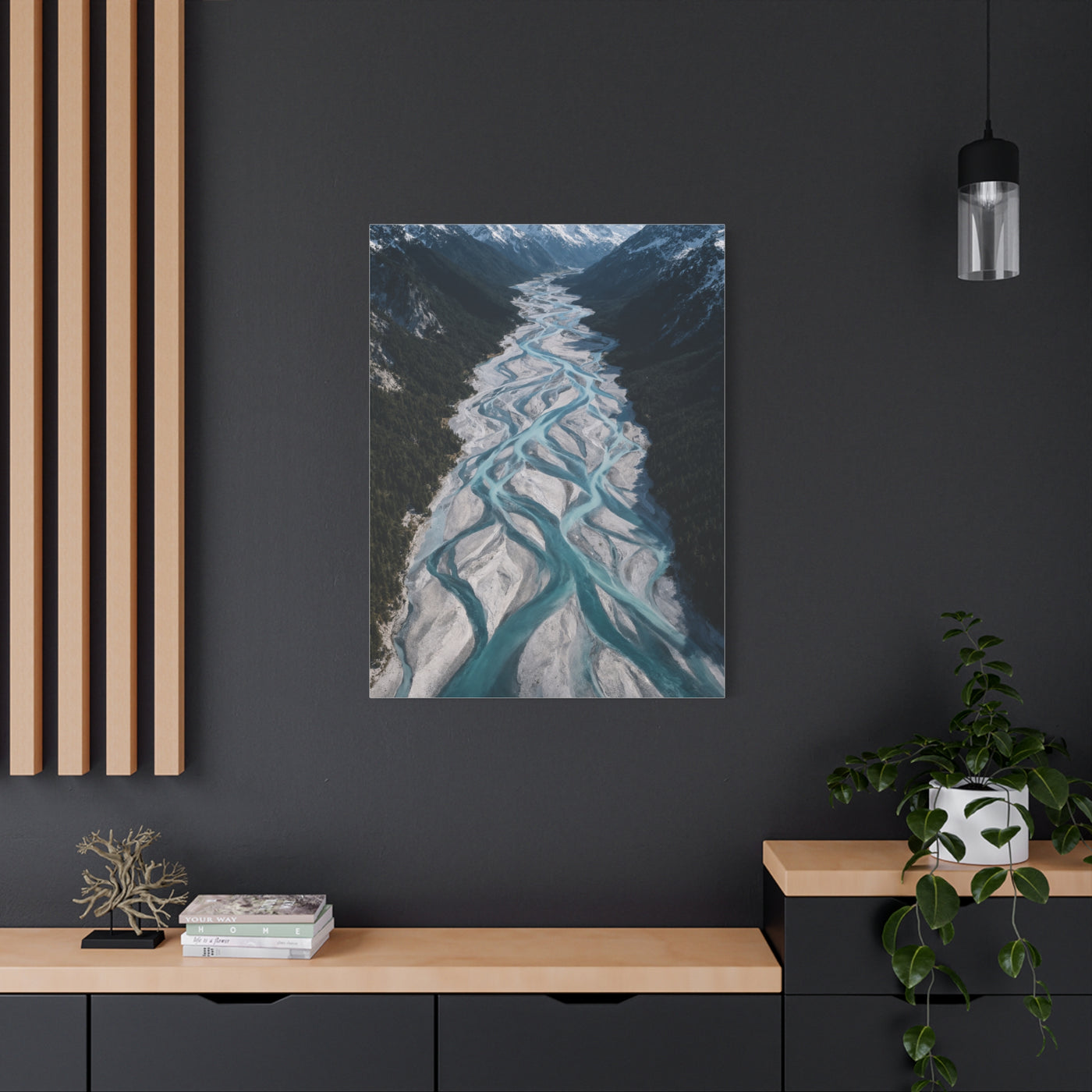 Aerial Braided Mountain River Wall Art & Canvas Print