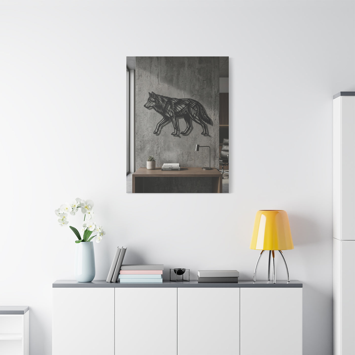 Geometric Line Wolf Wall Sculpture Panel Wall Art & Canvas Print