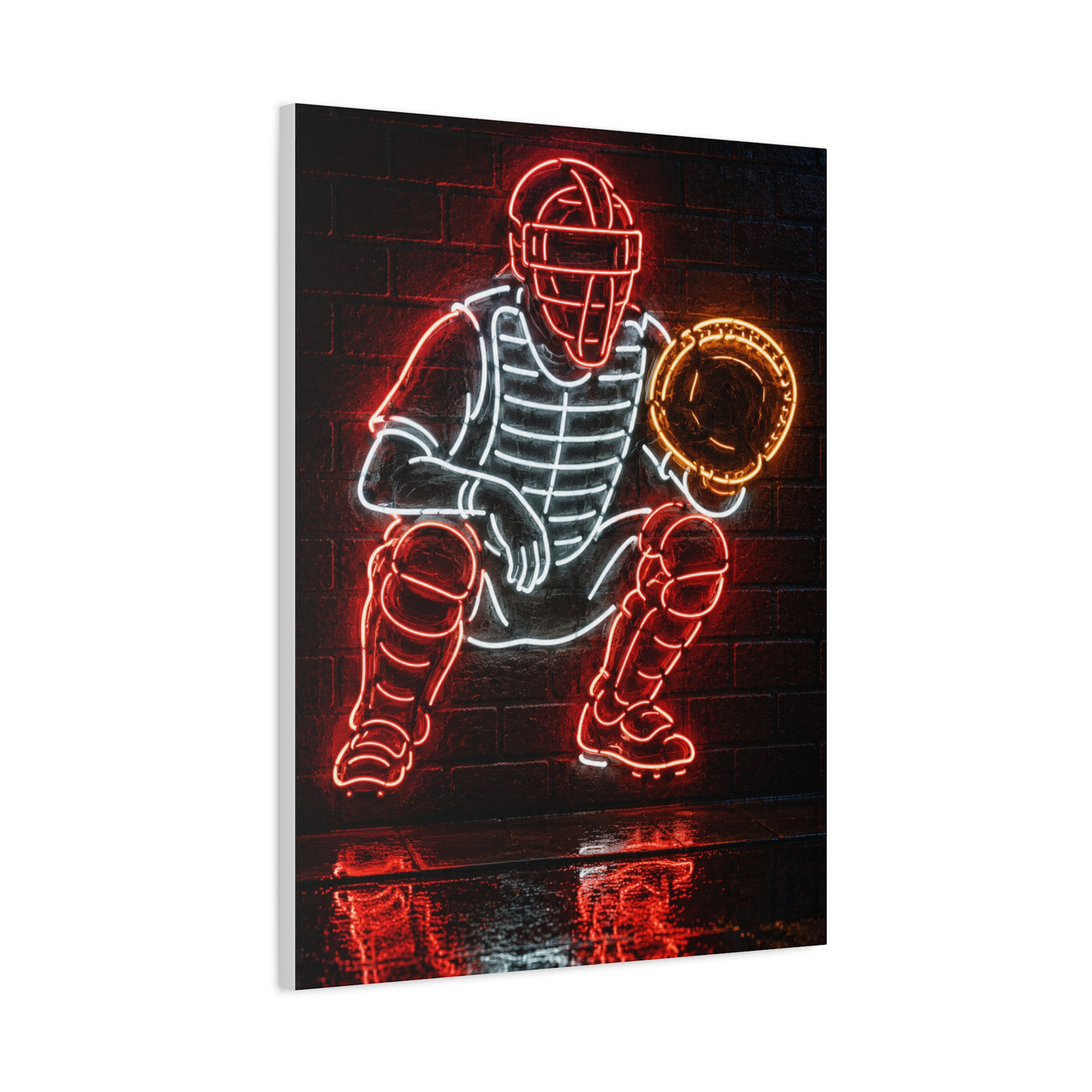 Neon Catcher Sign Sports Wall Art & Canvas Print