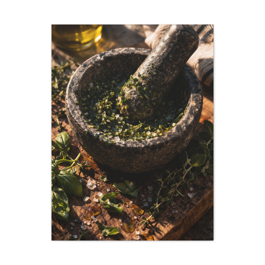 Rustic Herb Mortar and Pestle Wall Art & Canvas Print