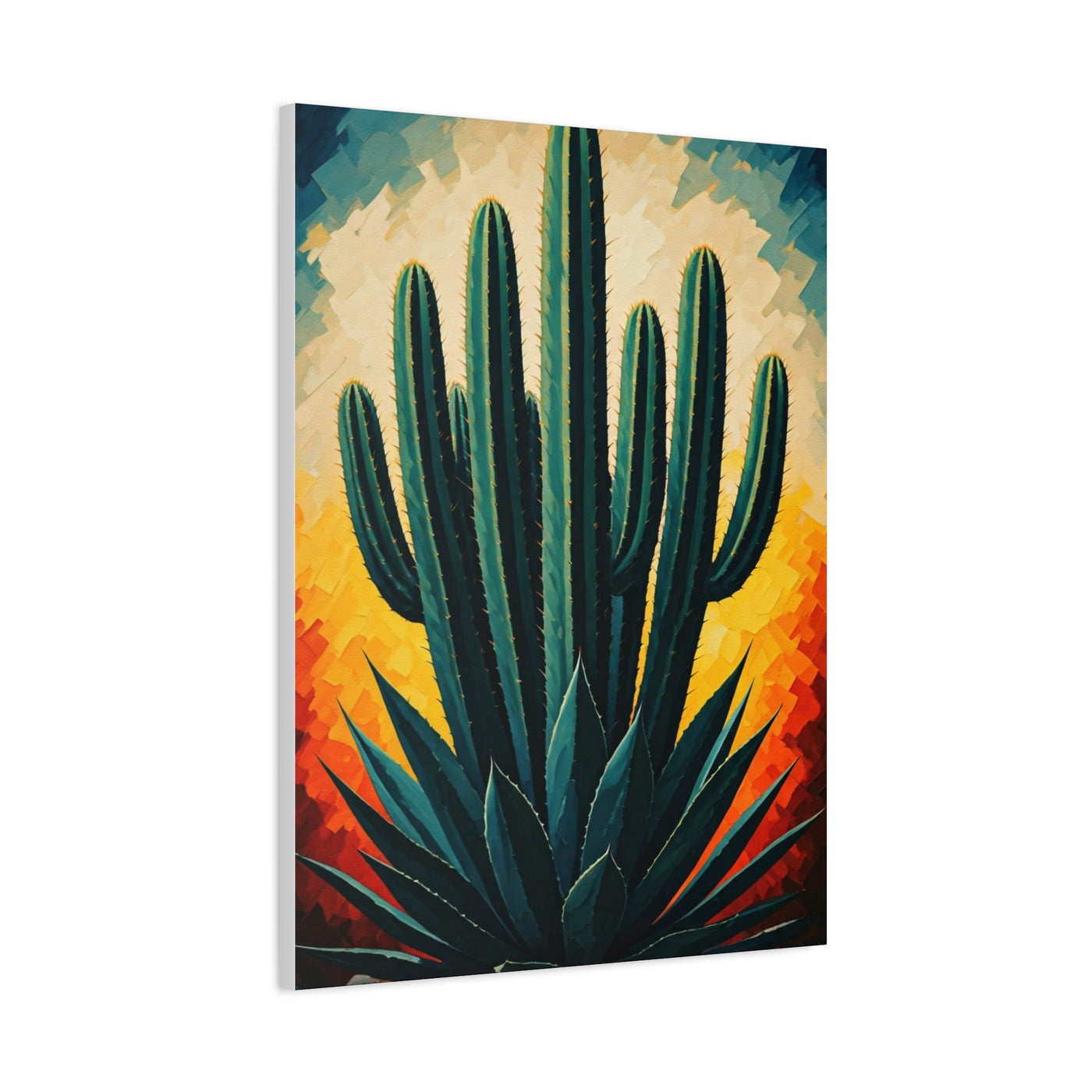 Sunburst Desert Saguaro Illustration Wall Art & Canvas Prints