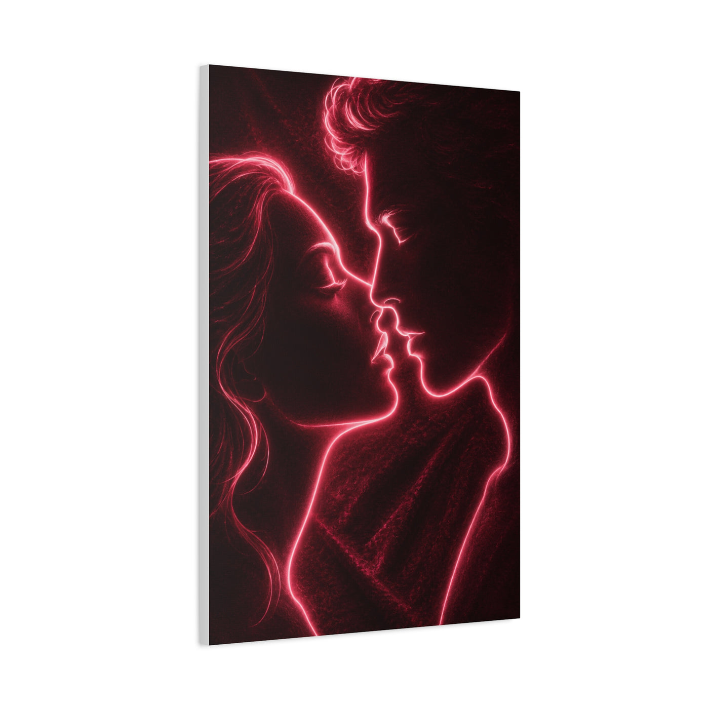 Neon Velvet Kiss Silhouette Wall Art & Canvas Print