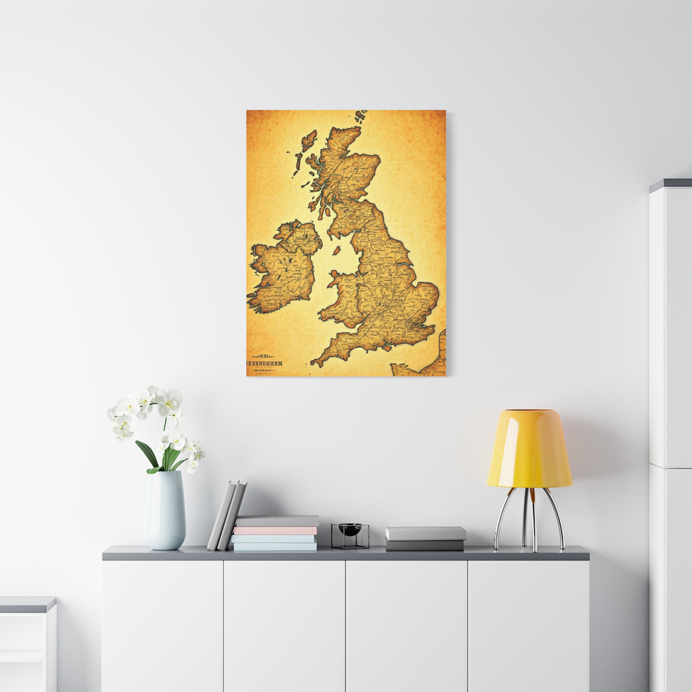 World Map on Aged Scroll Background Wall Art & Canvas Prints .