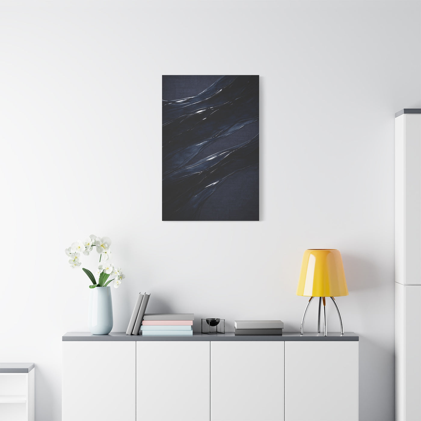 Fluid Navy Wave Abstraction Wall Art & Canvas Print