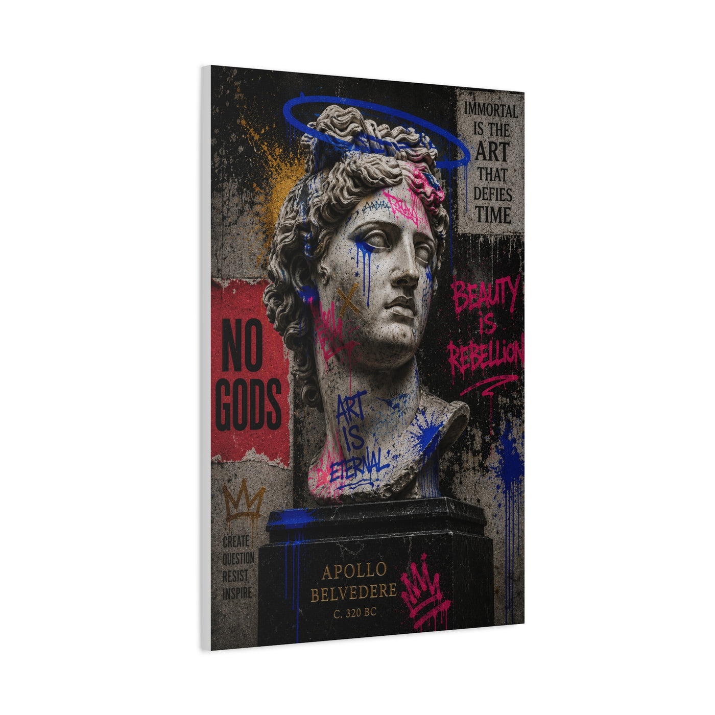 Graffiti Apollo Bust Rebellion Street Wall Art & Canvas Print