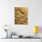 Golden Sculptural Wave Relief Wall Art & Canvas Print
