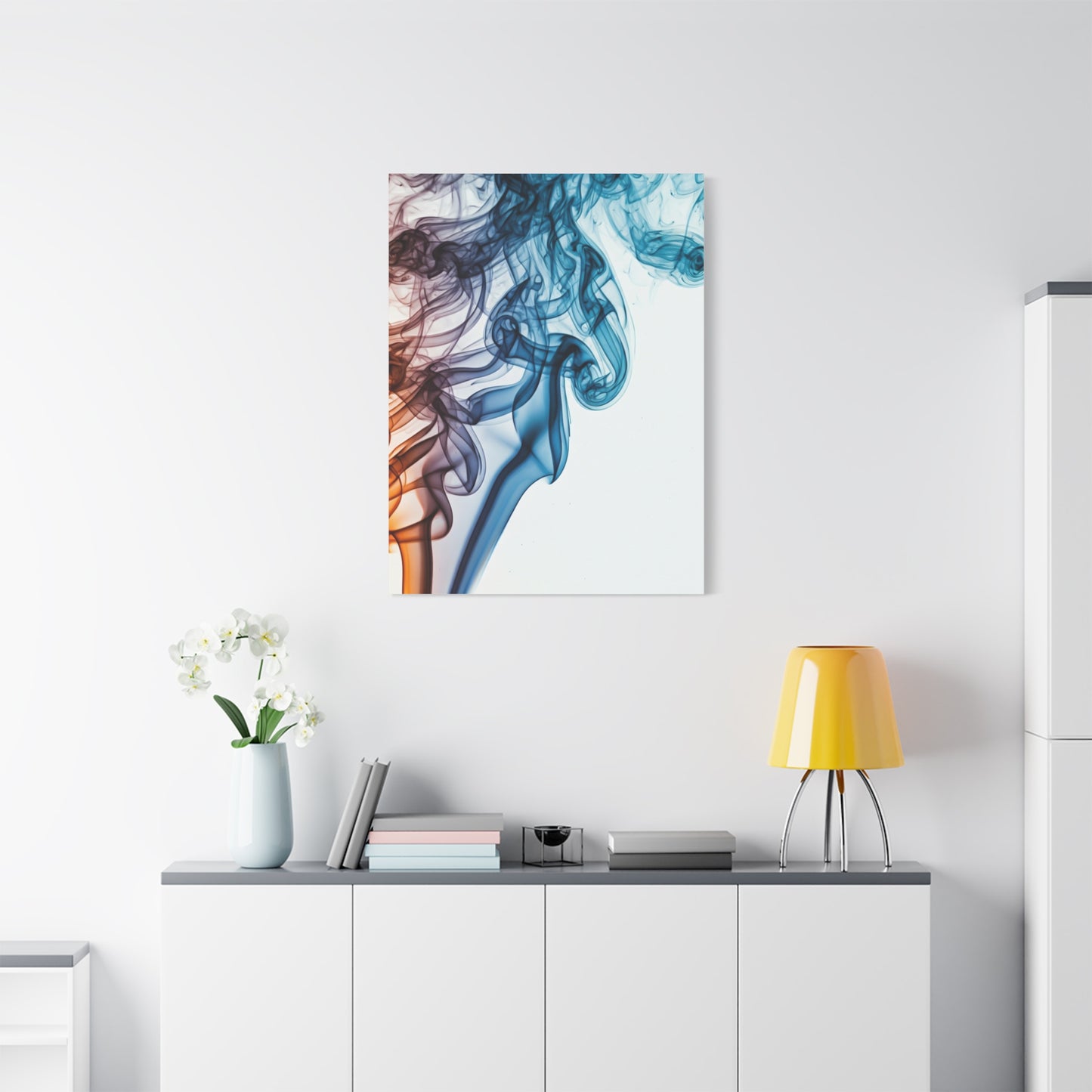 Blue and Amber Smoke Flow Abstract Wall Art & Canvas Prints