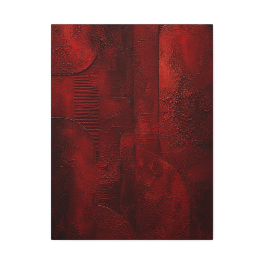 Sculptural Red Plaster Geometry Wall Art & Canvas Print