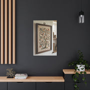 Framed Folk Tree Embroidery Study Wall Art & Canvas Print