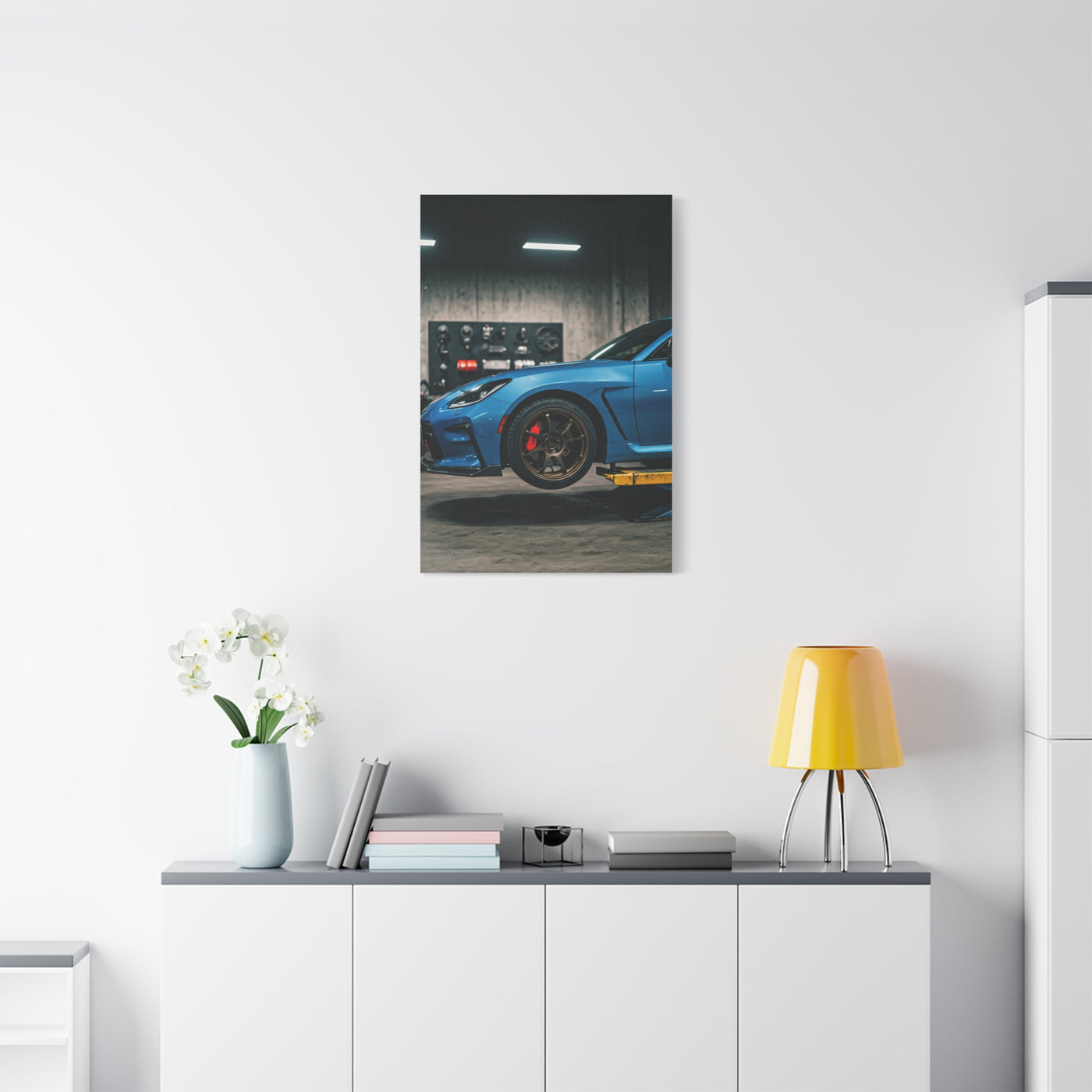 Toyota GR86 Modern Workshop Modification Scene Wall Art & Canvas Prints