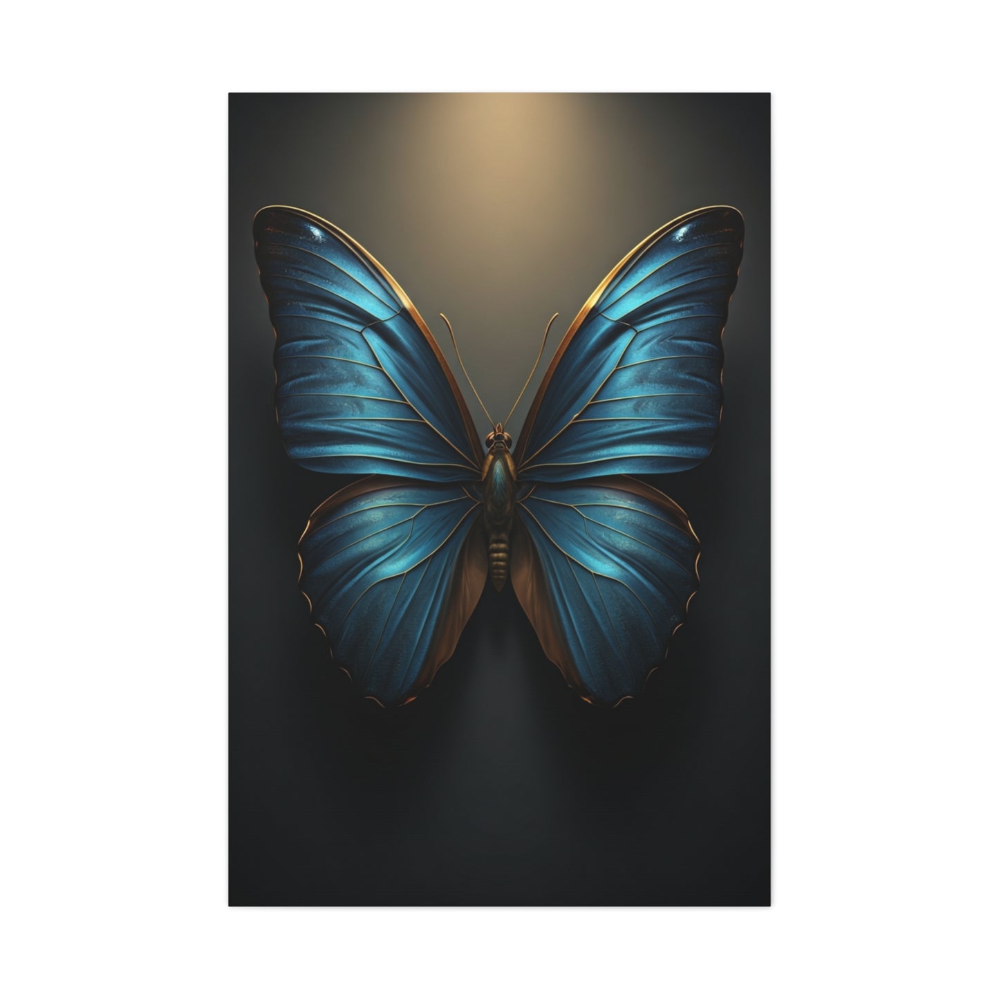Midnight Blue Butterfly Symmetry Portrait Wall Art & Canvas Prints