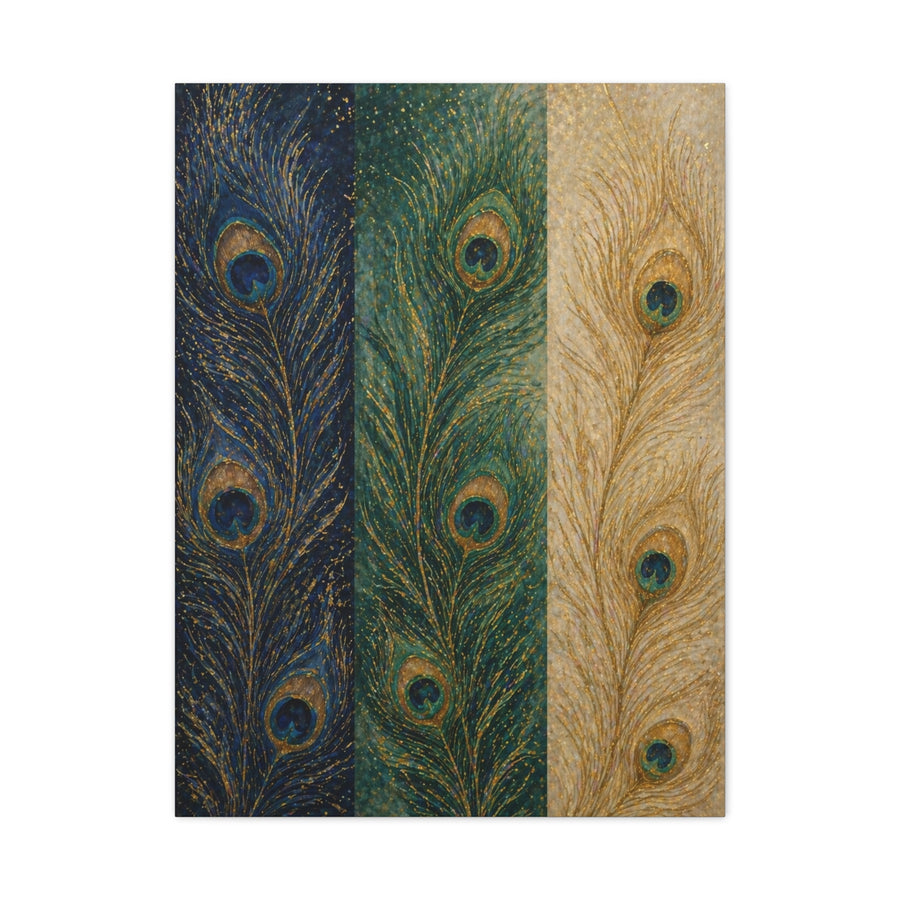 Peacock Feather Triptych Harmony Wall Art & Canvas Print