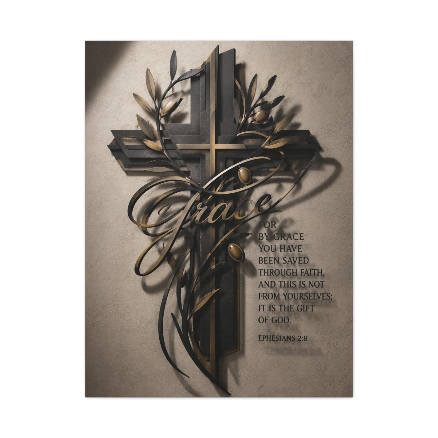 Grace Cross Metal Scripture Wall Art & Canvas Print