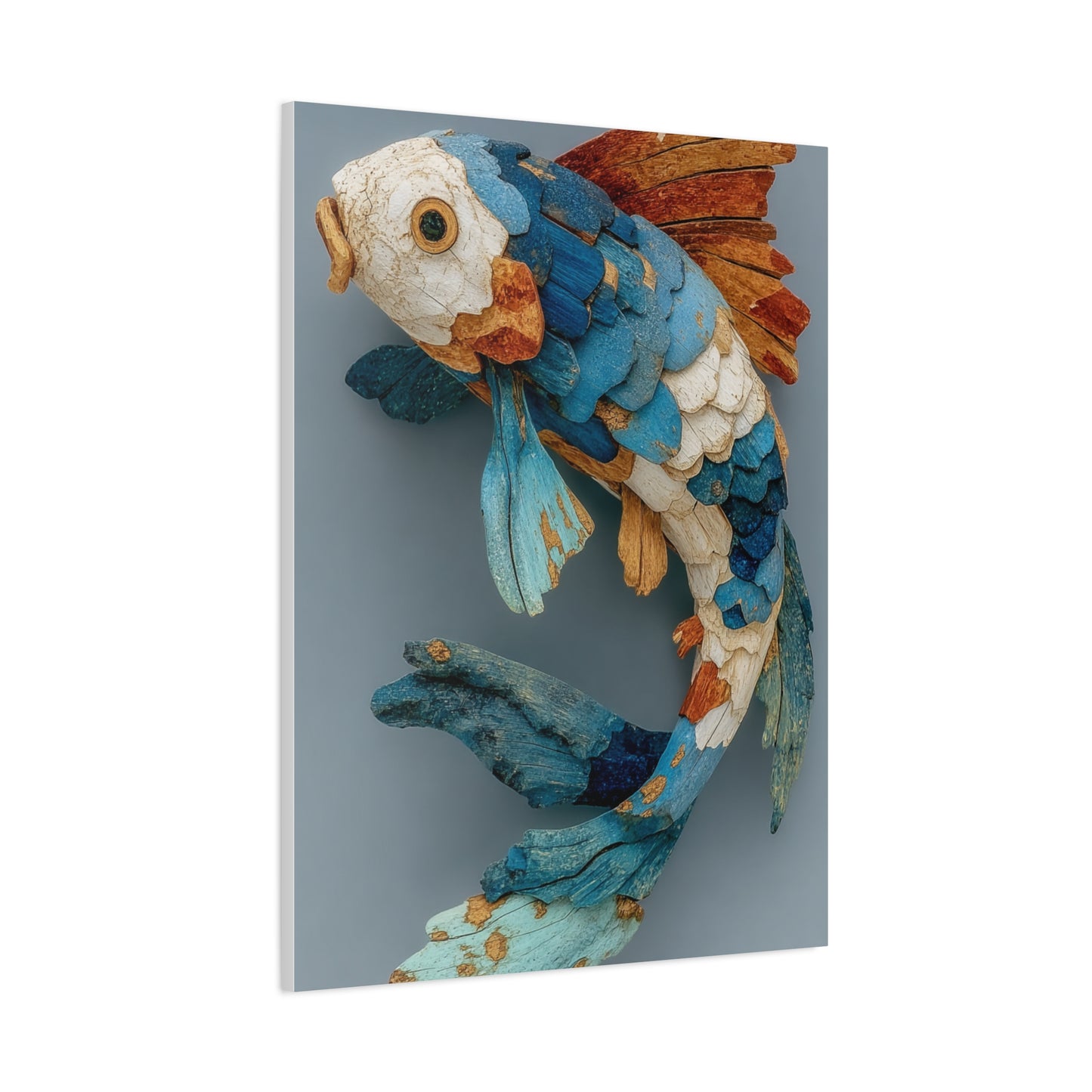 Driftwood Koi Sculpture Wall Art & Canvas Print