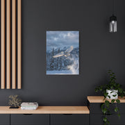 Snowy Owl Mountain Flight Wall Art & Canvas Print