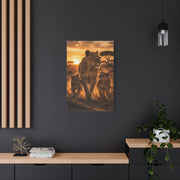 Lioness with Cubs Golden Path Wall Art & Canvas Print