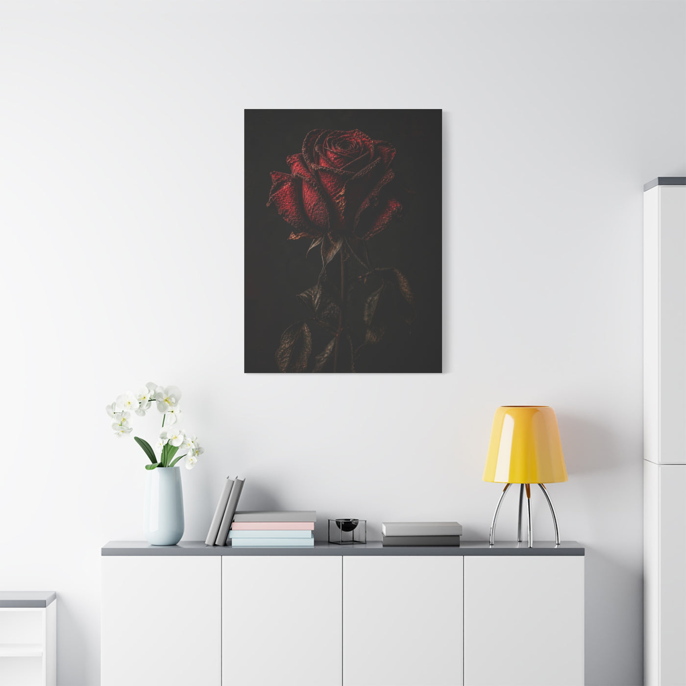 Dark Crimson Rose Still Life Wall Art & Canvas Print