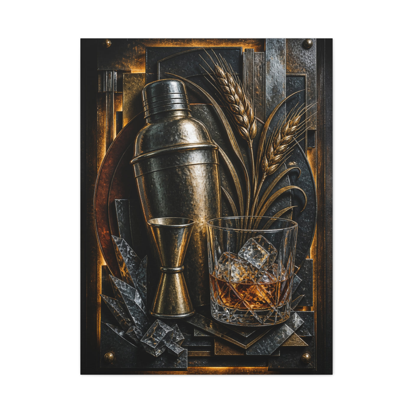 Industrial Cocktail Metal Relief Wall Art & Canvas Print