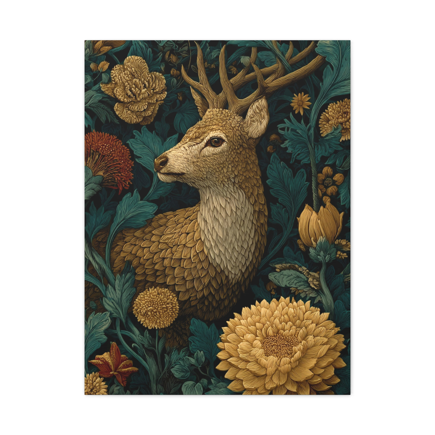 Art Deco Black and Gold Stag Wall Art & Canvas Print