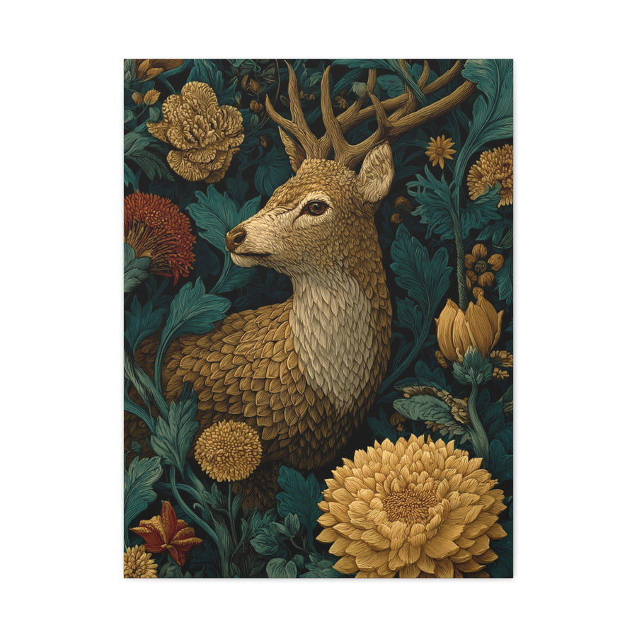 Art Deco Black and Gold Stag Wall Art & Canvas Print