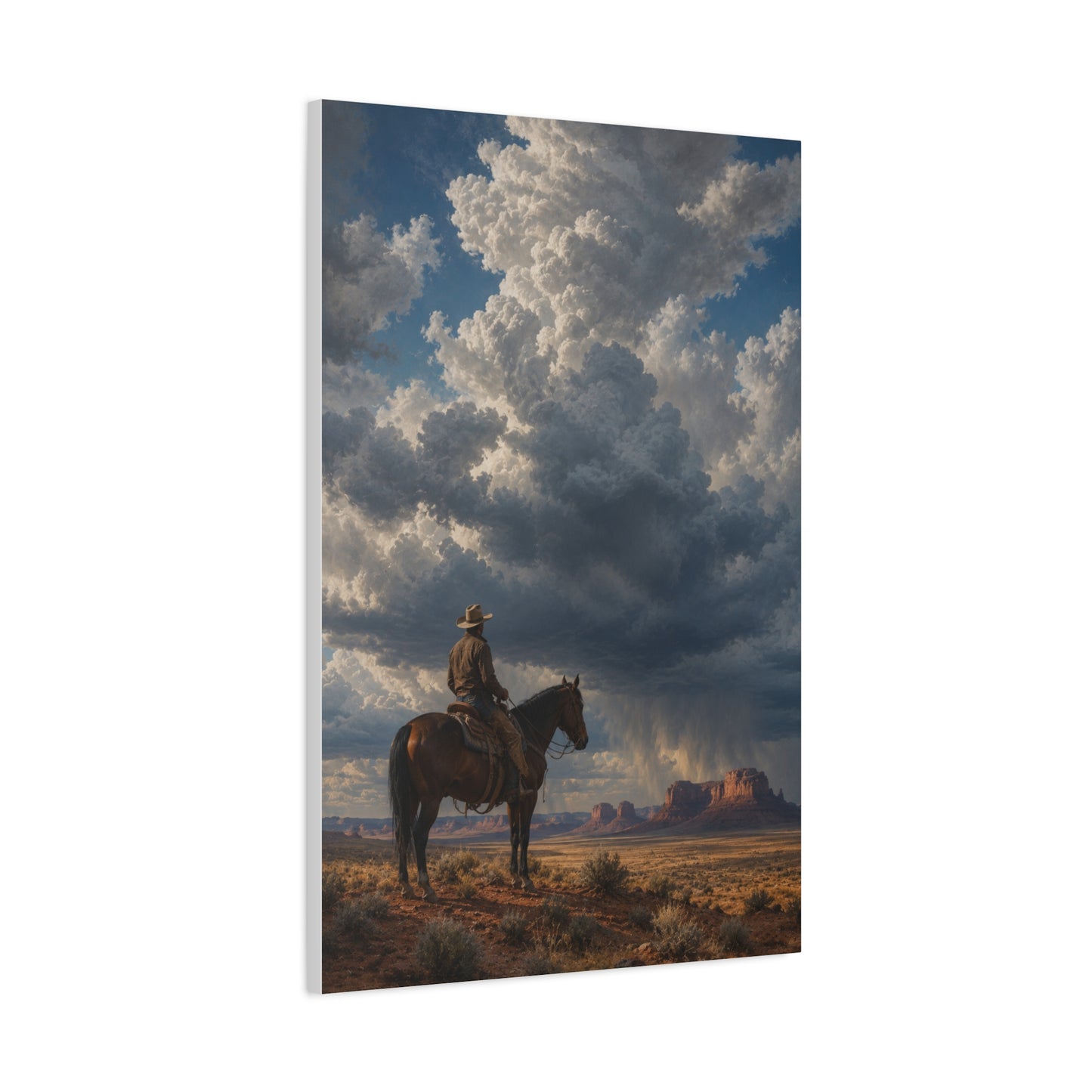 Cowboy Storm Horizon Monument Scene Wall Art & Canvas Print