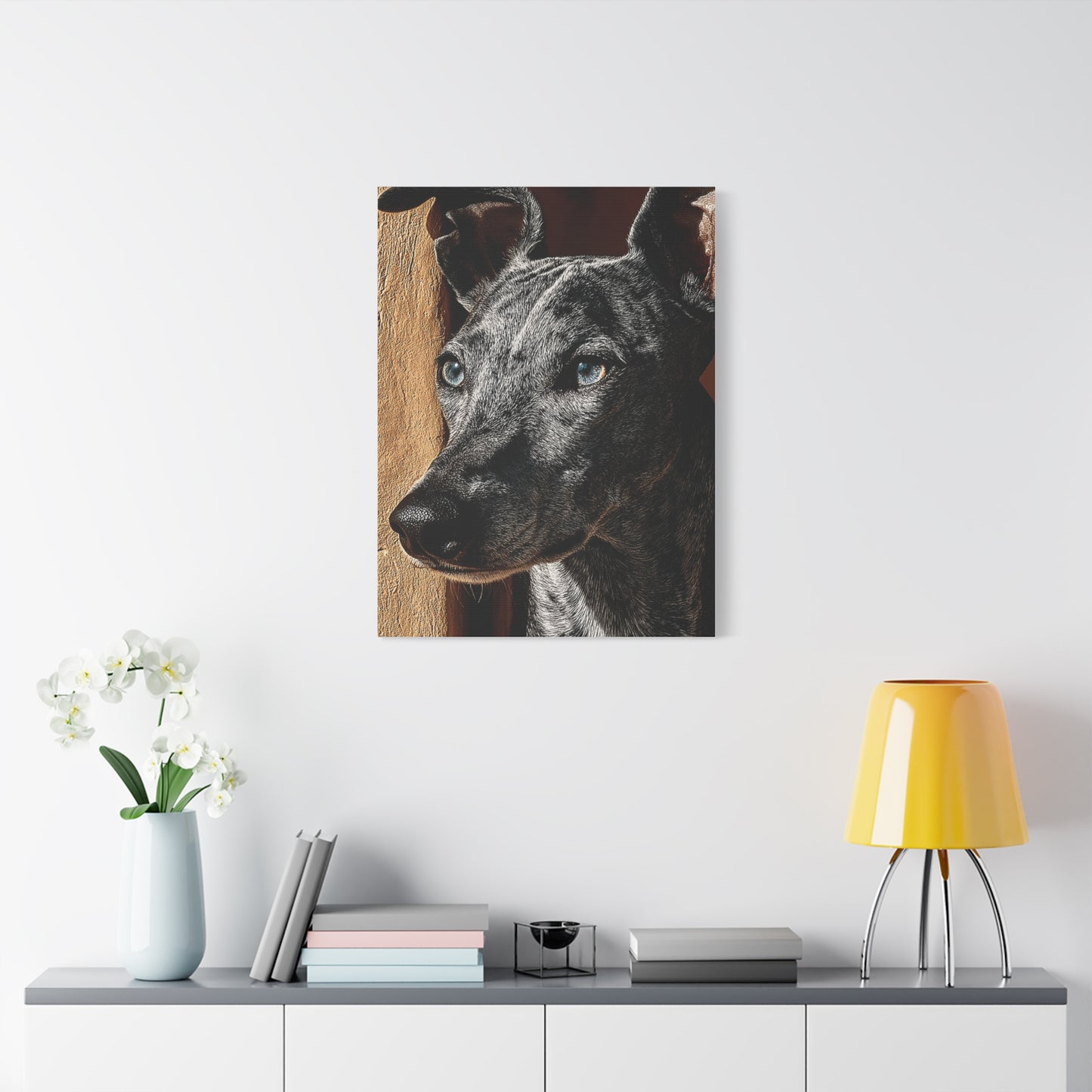 Minimalist Whippet Portrait Wall Art & Canvas Print
