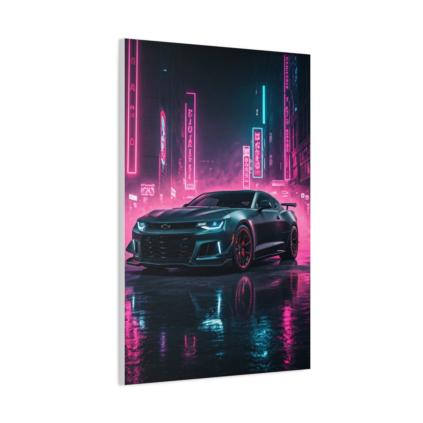 Chevrolet Camaro ZL1 1LE Neon City Background Wall Art & Canvas Prints