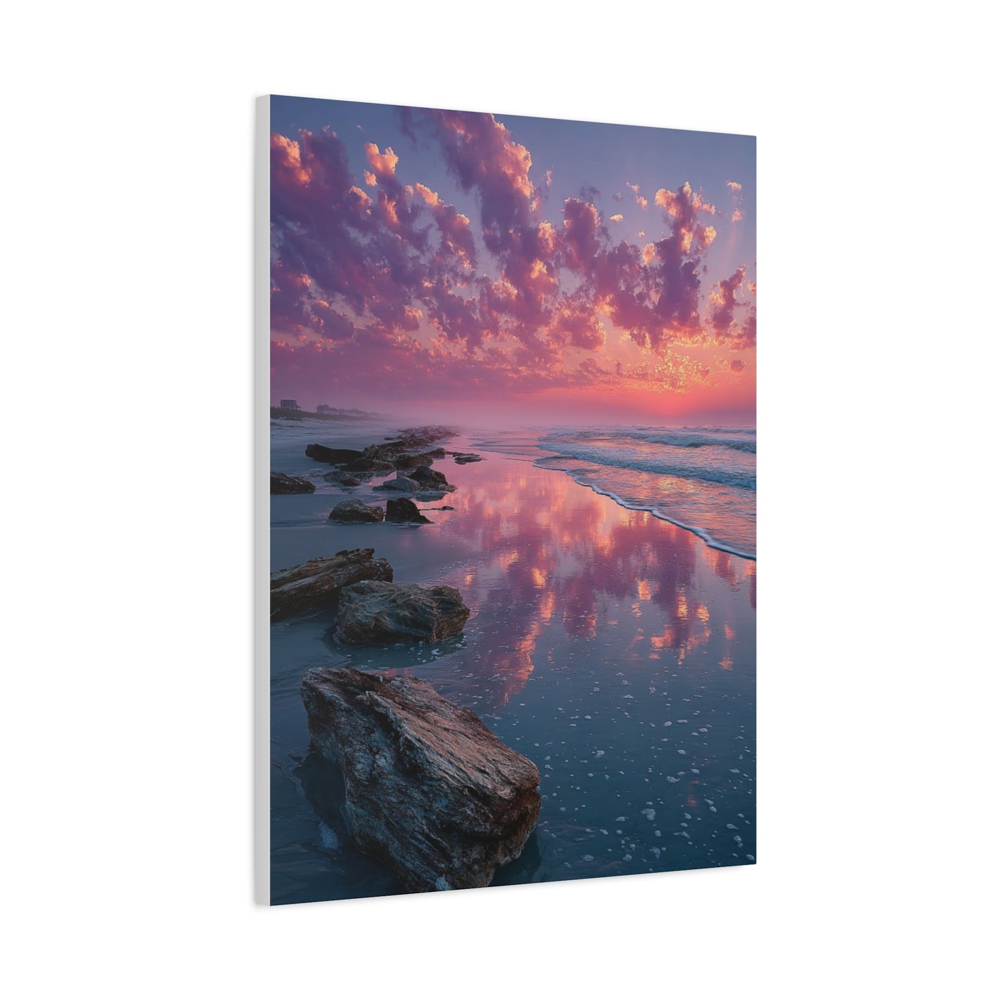 Sunrise Driftwood Shoreline Reflection Wall Art & Canvas Print